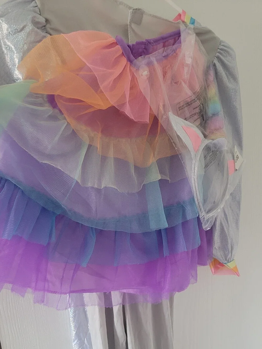 Target Rock Star Unicorn Costume Silver Multicolor Kids Sz S 6-8 Year Halloween.